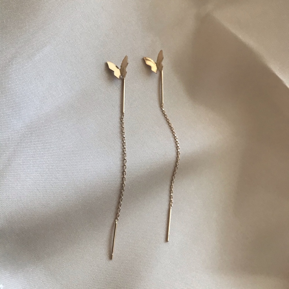 Butterfly long tassel drop earrings (gold)